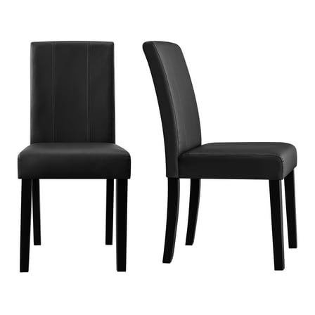Subrtex Modern Parsons Faux Leather Dining Chairs Set of 2 Upholstered Dining Chairs– Black