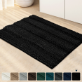 thumbnail image 1 of Subrtex Non-Slip Bathroom Rugs Chenille Soft Striped Plush Bath Mat (Black, 20" x 32"), 1 of 7