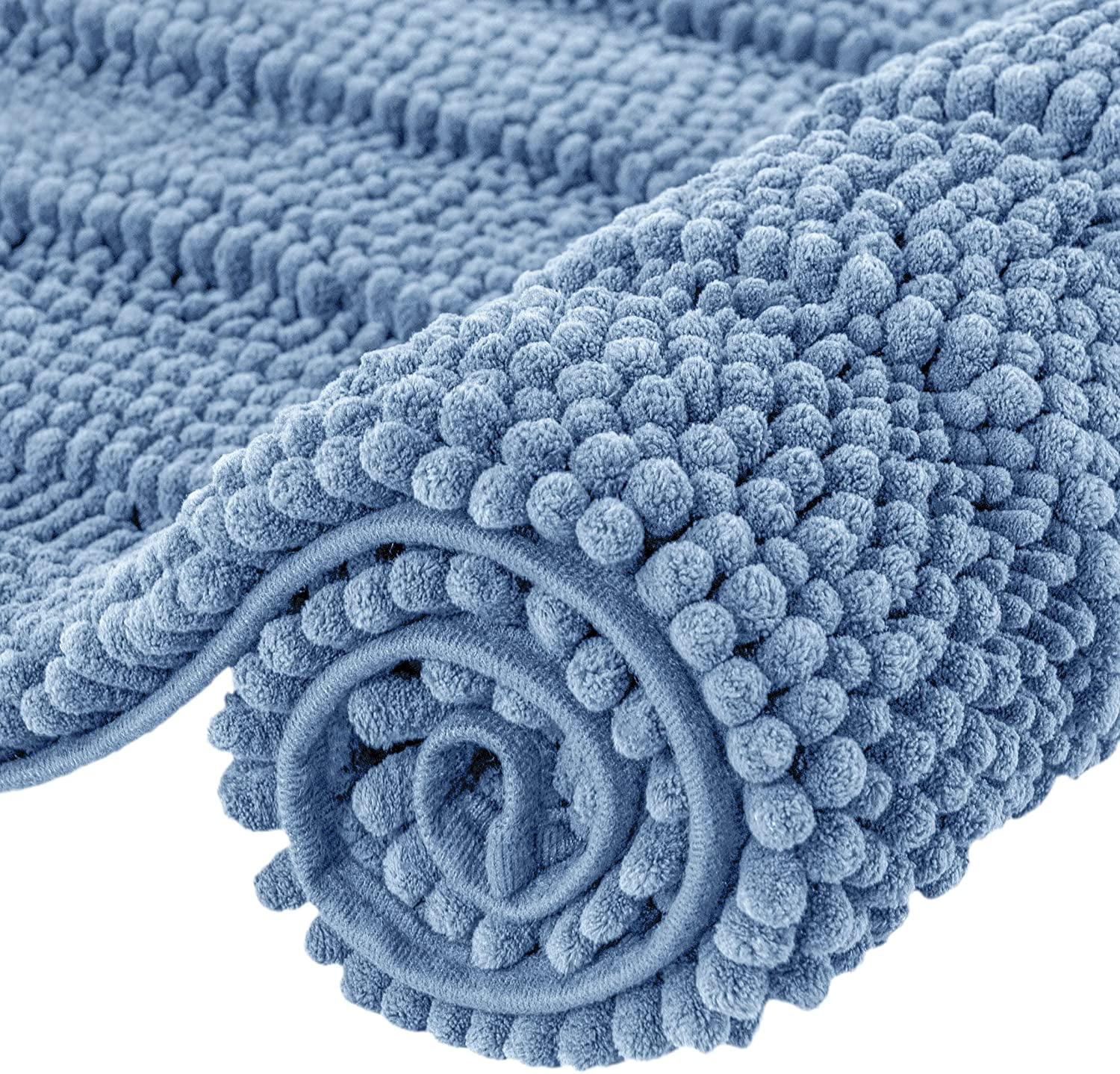 Subrtex Non-Slip Bathroom Rugs Chenille Soft Striped Plush Bath Mat (Light Purple, 24" x 60")