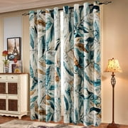 Subrtex Printed Colorful Curtains Room Darkening Thermal Insulated Valance Grommet Top Window Drapes 2 Panel Set (Blue, 52" x 84")