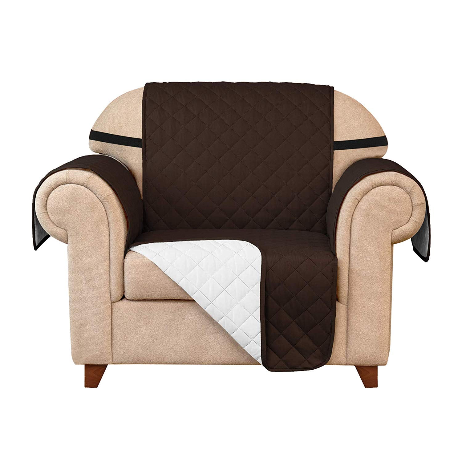 Subrtex Quilted Reversible Sofa Couch Slipcover Anti-Slip Furniture Protector Sofa Covers for Pets and Kids with Elastic Straps