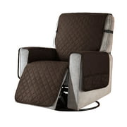 Subrtex Recliner Chair Cover Reversible Recline Sofa Slipcover with Side Pockets (Large, Coffee)