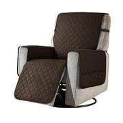 Subrtex Recliner Chair Cover Reversible Recline Sofa Slipcover with Side Pockets Large, Coffee