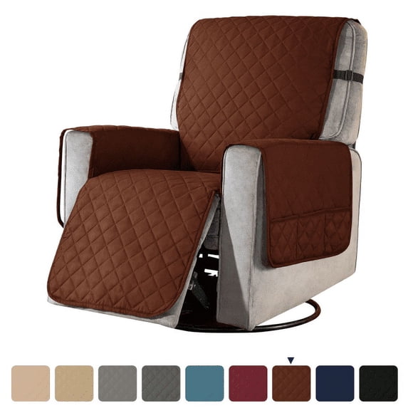 Subrtex Recliner Chair Cover Reversible Recline Sofa Slipcover with Side Pockets (Small, Chocolate)