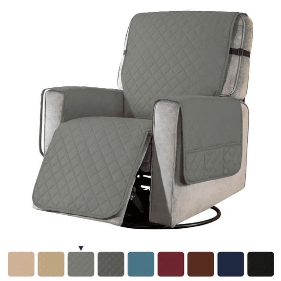 Subrtex Recliner Chair Cover Reversible Recline Sofa Slipcover with Side Pockets (Small, Light Gray)