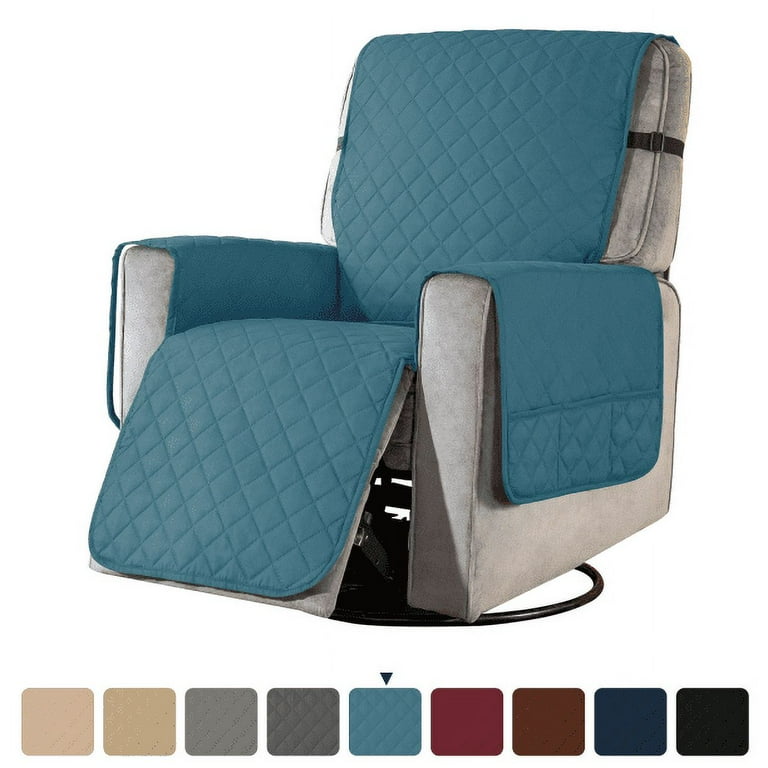 Subrtex Recliner Chair Cover Reversible Recline Sofa Slipcover with Side Pockets Small Turquoise