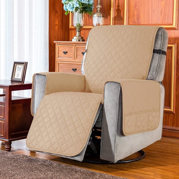 Subrtex Recliner Chair Solid Microfiber Fabric Small Slipcover, Sand