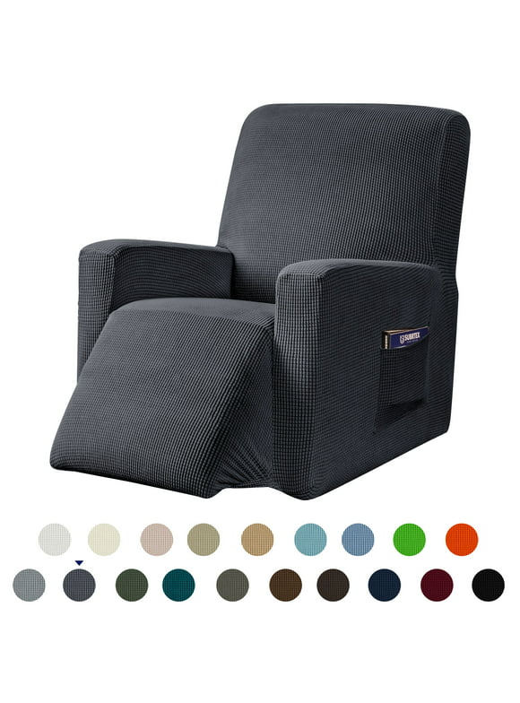 Subrtex Recliner Slipcover with Pockets Stretch Furniture Chair Cover, Gray