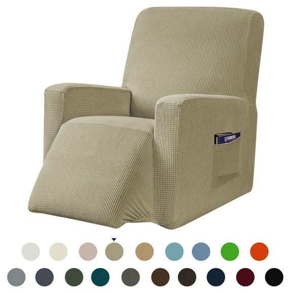 Subrtex Recliner Slipcover with Pockets Stretch Furniture Chair Cover, Sand