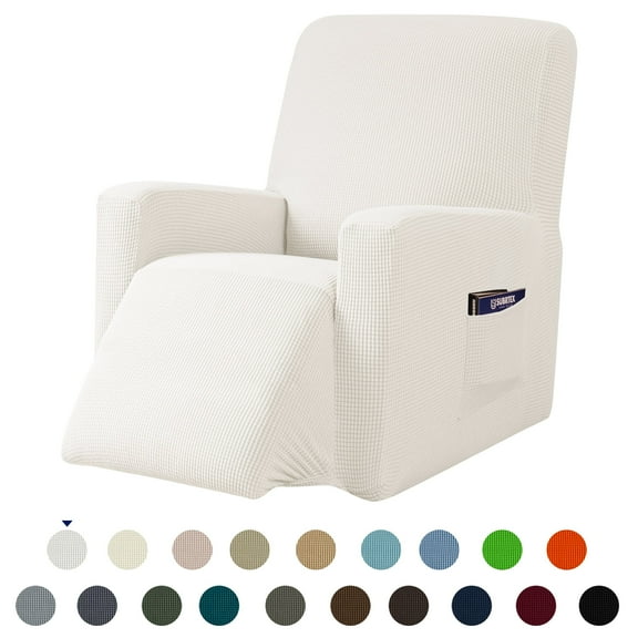 Subrtex Recliner Slipcover with Pockets Stretch Furniture Chair Cover, White