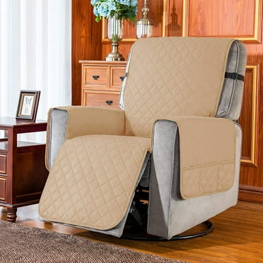 Subrtex Reversible 1-Piece Quilted Recliner Chair Cover, Large, Sand