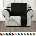 thumbnail image 1 of Subrtex Reversible Sofa Slipcover Non-Slip Washable Couch Cover (Chair and a half, Black), 1 of 9