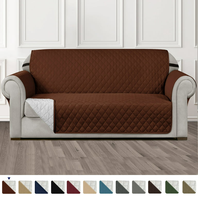 Reversible Taupe/Chocolate Microfiber Sofa Protector by SureFit at
