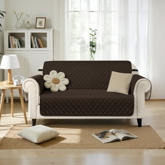 Subrtex Reversible Sofa Cover for Pets, Non-Slip Couch Slipcover for Dogs & Cats, Washable Furniture Protector, Fits Most Couches (Loveseat, Chocolate)