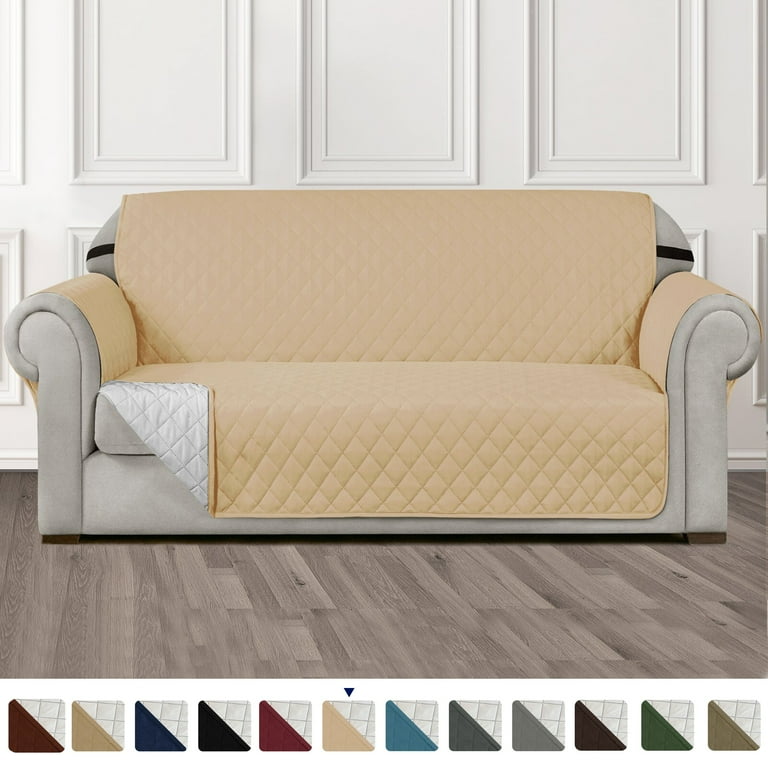 Subrtex Reversible Sofa Slipcover Non Slip Washable Couch Cover Small Sofa Khaki