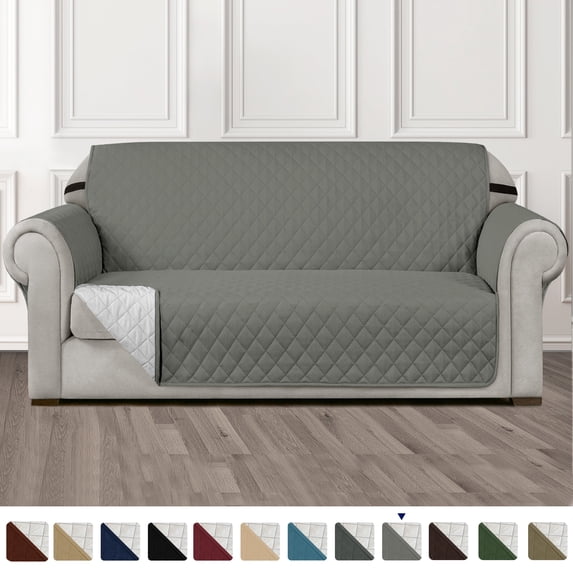 Subrtex Reversible Sofa Slipcover Non-Slip Washable Couch Cover (Small Sofa, Light Gray)