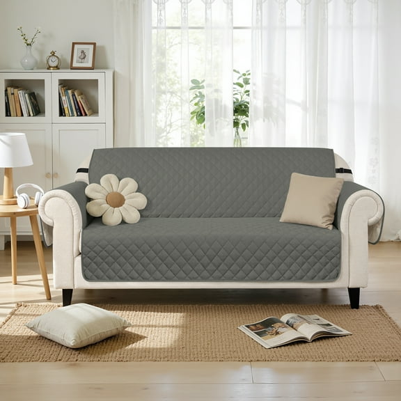 Subrtex Reversible Sofa Cover for Pets, Non-Slip Couch Slipcover for Dogs & Cats, Washable Furniture Protector, Fits Most Couches (Sofa, Light Gray)