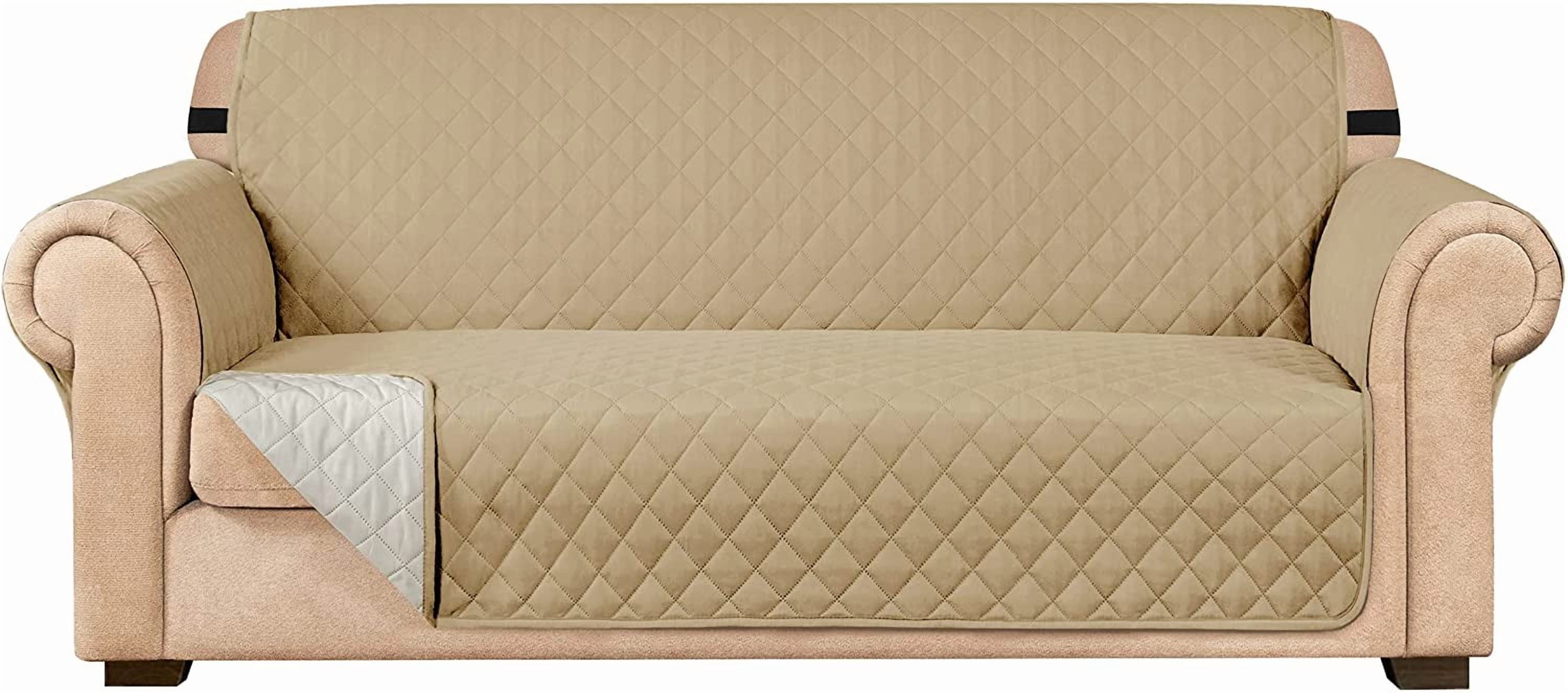 Subrtex Reversible Sofa Slipcover Quilted Couch Cover,Loveseat,Khaki