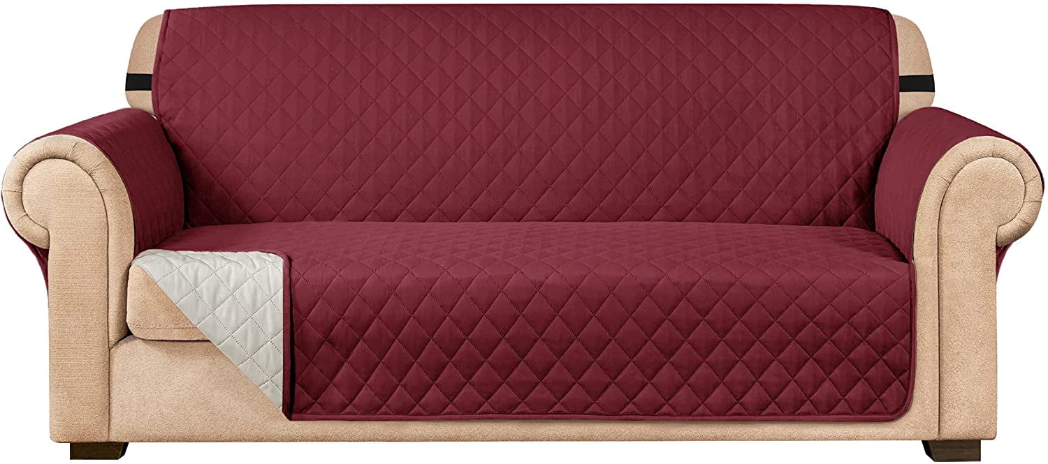 Subrtex Reversible Sofa Slipcover Quilted Couch Cover,Loveseat,Wine