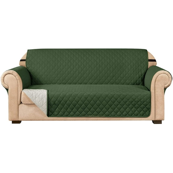 Subrtex Reversible Sofa Slipcover Quilted Couch Cover,Small Sofa,Dark Green