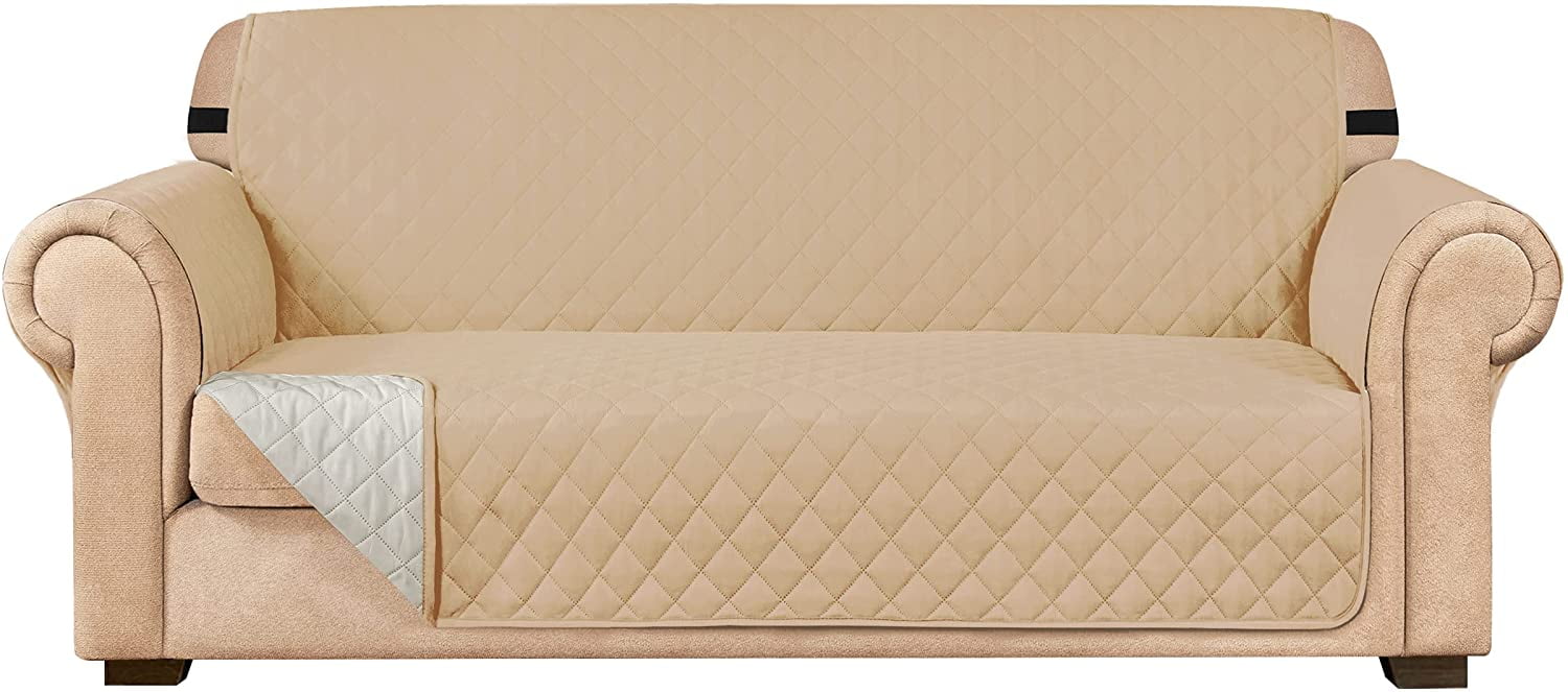 Subrtex Reversible Sofa Slipcover Quilted Couch Cover,XL Sofa,Sand