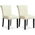 thumbnail image 1 of Subrtex Set of 2 Modern Upholstered Dining Chairs with Nailhead Trim and Wooden Legs, White, 1 of 7