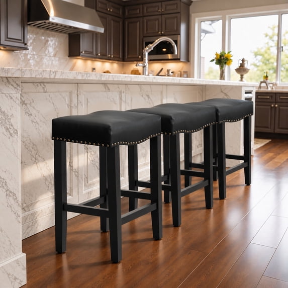 Stool 8 Inch Subrtex Set of 3 Backless Bar Stools, 24-Inch Counter Height Kitchen ...