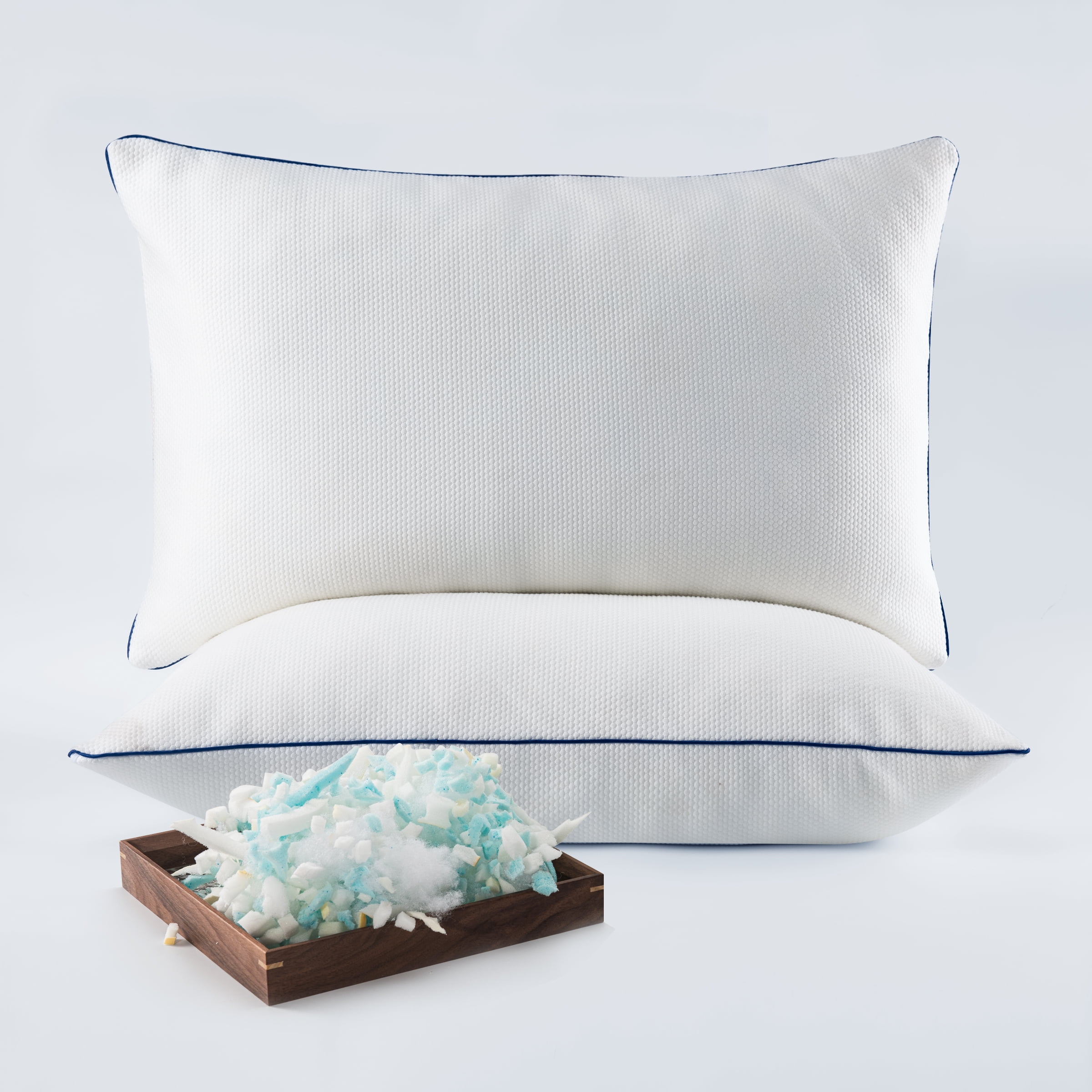 Subrtex Shredded Memory Foam Pillow for Sleeping with Removable Cooling Cover, Queen, 1 Pack