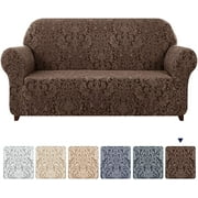 Subrtex Sofa Slipcover 1-Piece Jacquard Damask Couch Cover,Sofa,Brown