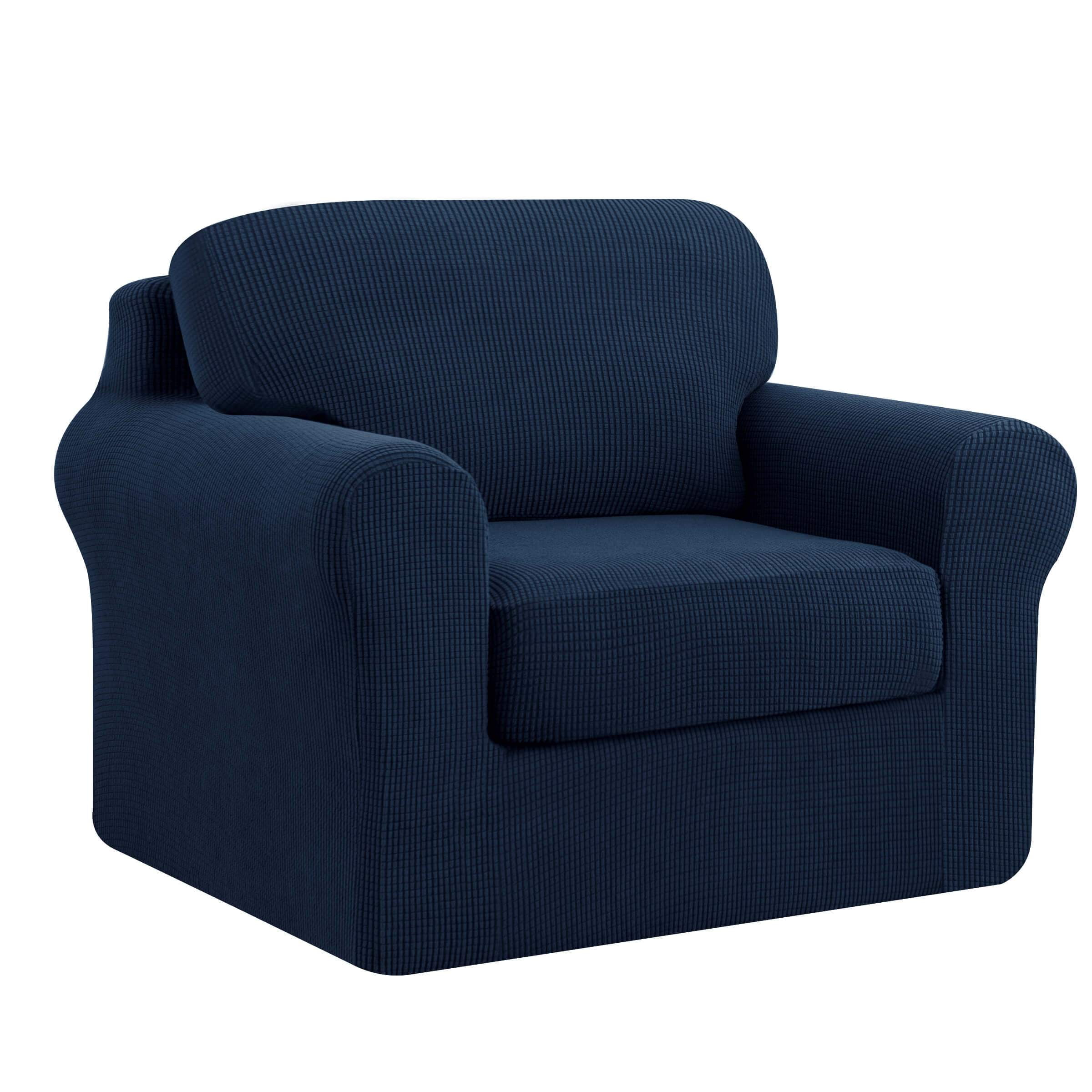 Subrtex Sofa Slipcover Sets 3 Pieces Stretch Couch Cover Backrest Cushion Covers (Armchair, Navy)