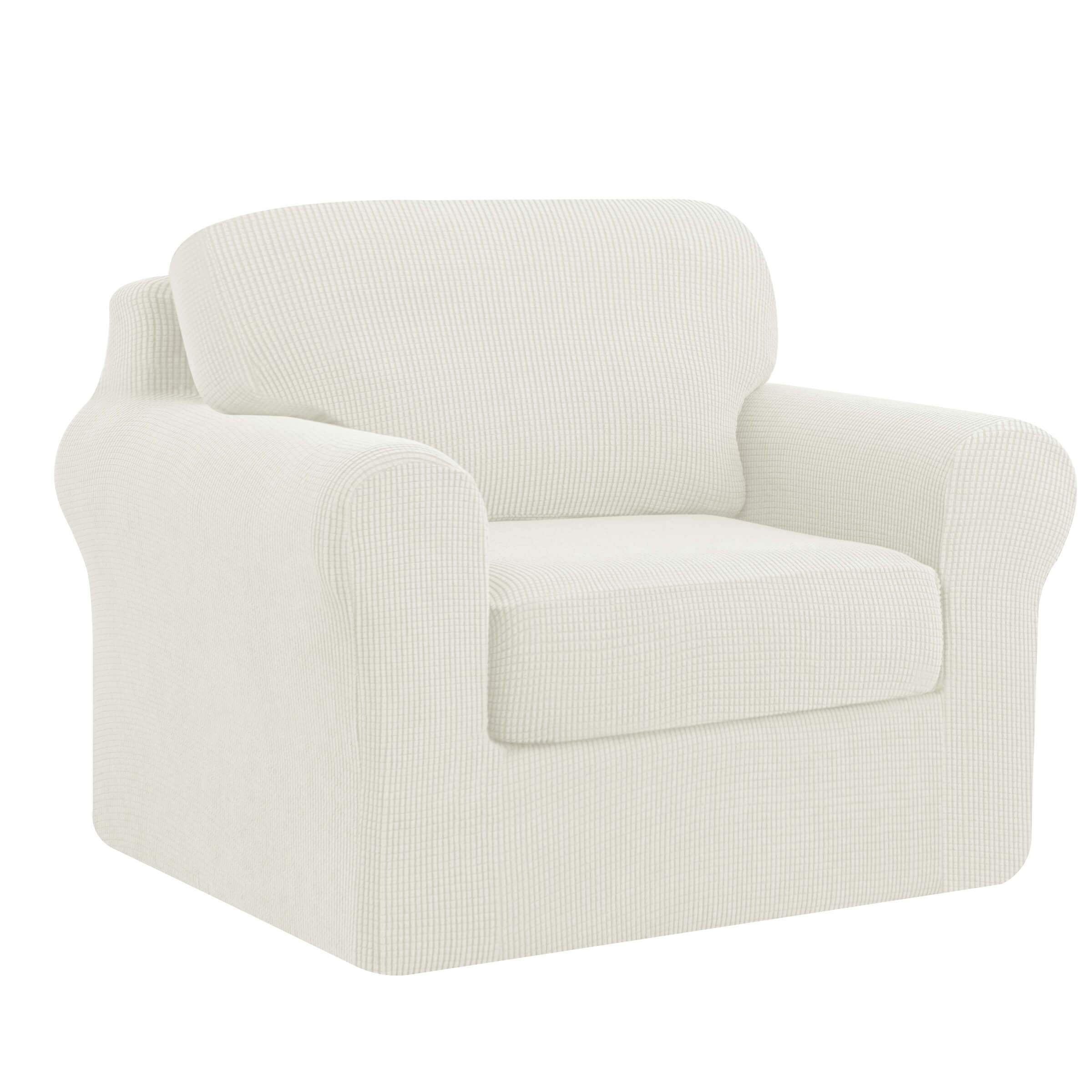 Subrtex Sofa Slipcover Sets 3 Pieces Stretch Couch Cover Backrest Cushion Covers (Armchair, White)
