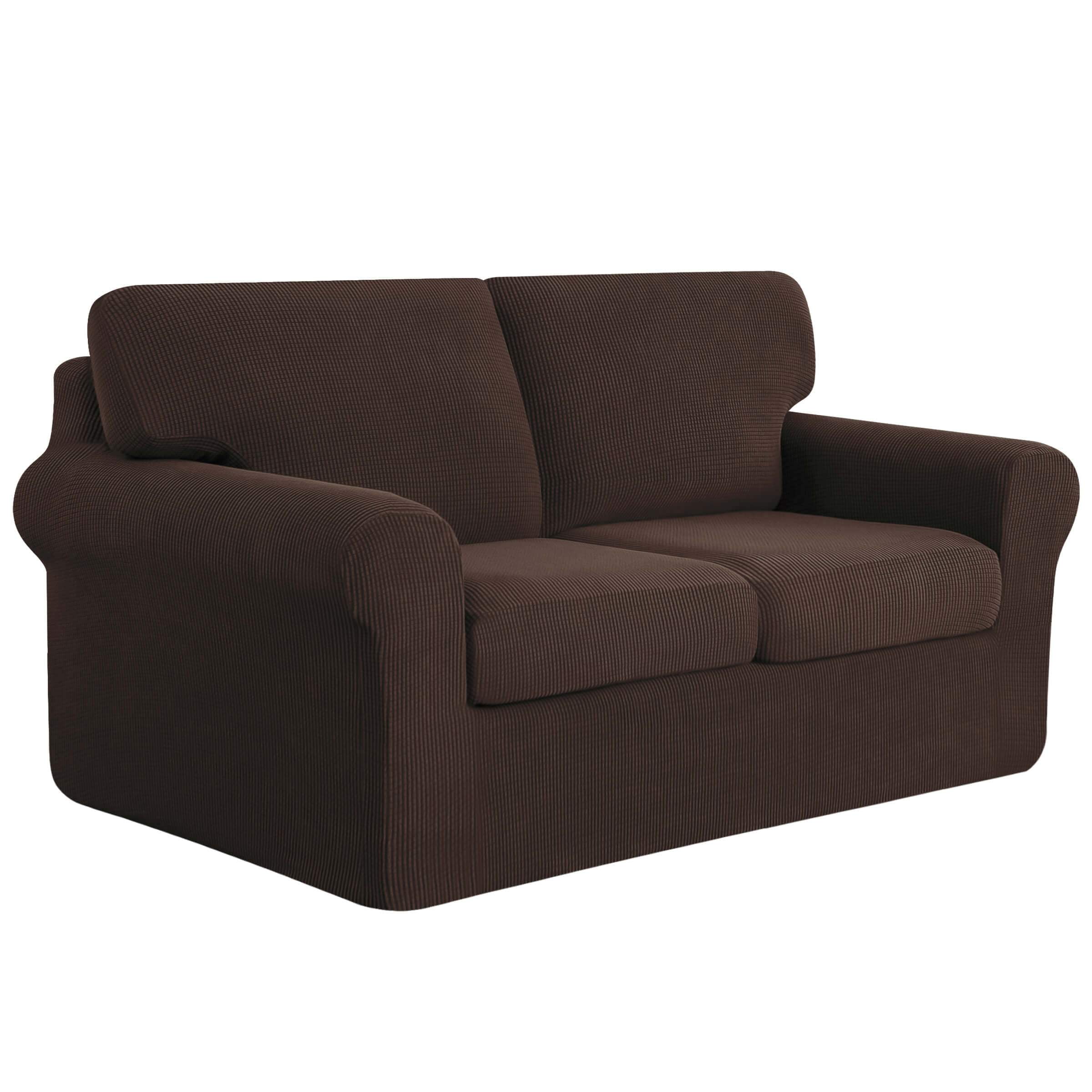 Subrtex Sofa Slipcover Sets 5 Pieces Stretch Couch Cover Backrest Cushion Covers (Loveseat, Chocolate)