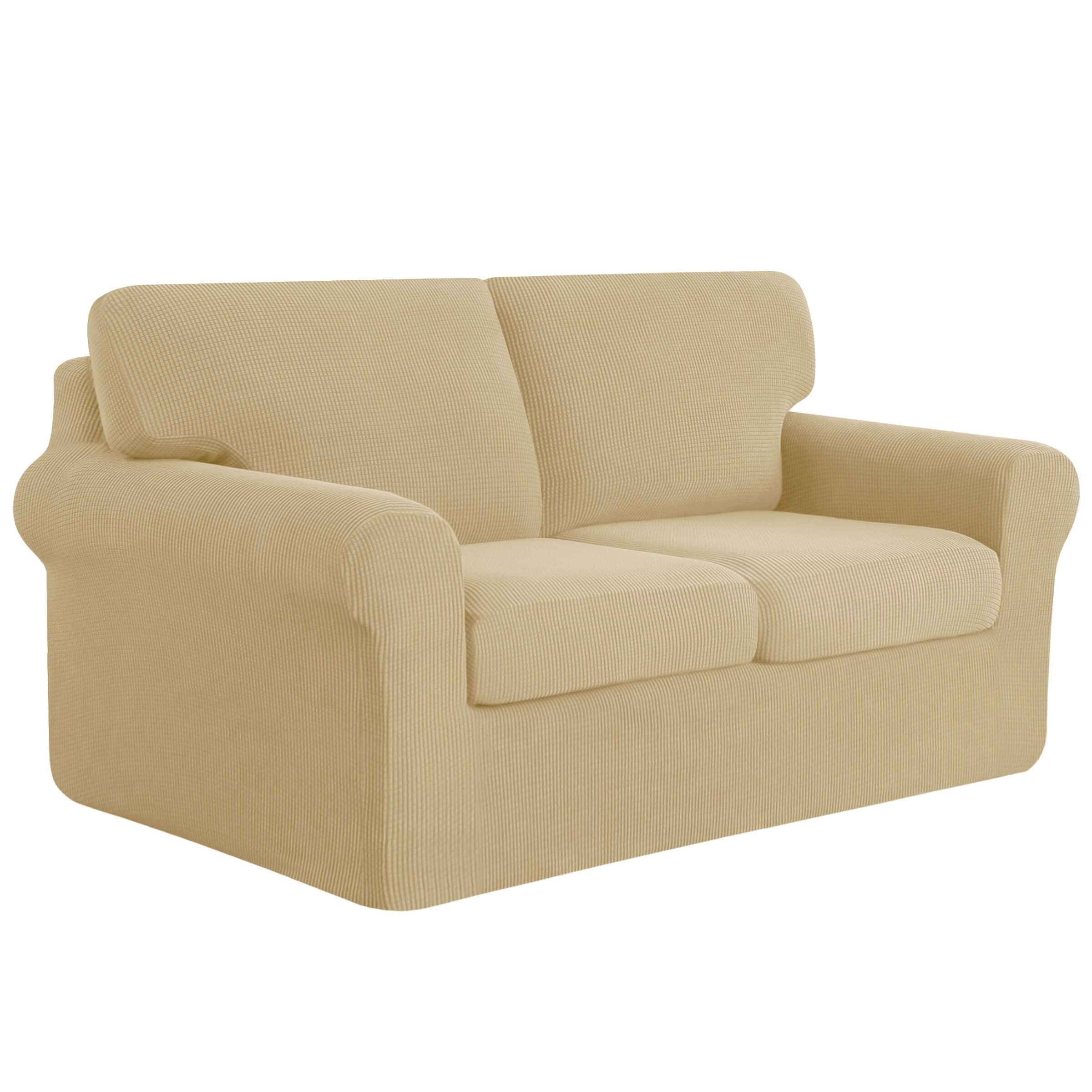 Subrtex Sofa Slipcover Sets 5 Pieces Stretch Couch Cover Backrest Cushion Covers (Loveseat, Khaki)