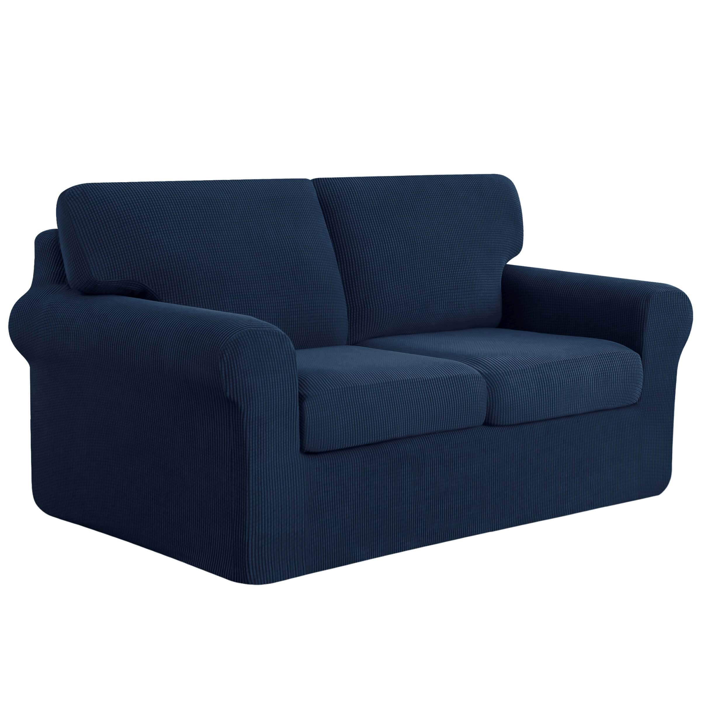 Subrtex Sofa Slipcover Sets 5 Pieces Stretch Couch Cover Backrest Cushion Covers (Loveseat, Navy)