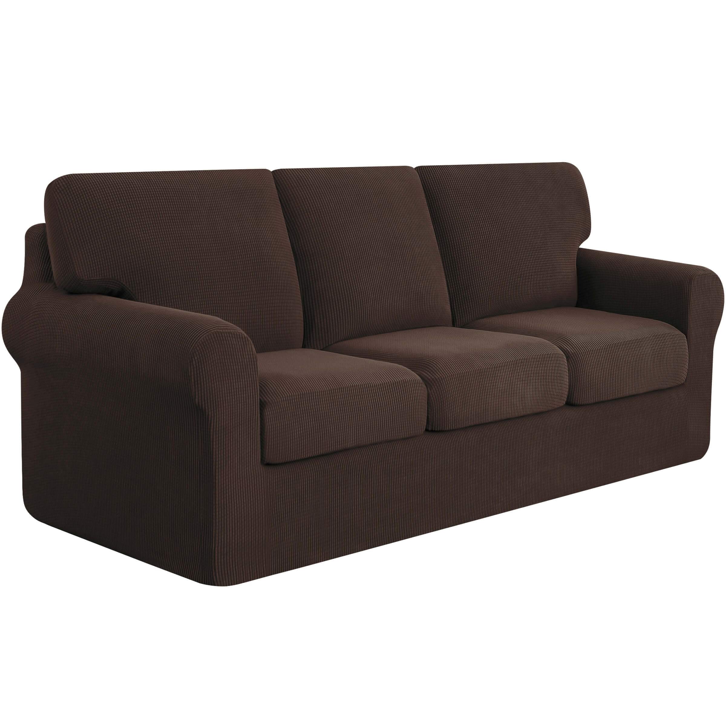 Subrtex Sofa Slipcover Sets 7 Pieces Stretch Couch Cover Backrest Cushion Covers (Sofa, Chocolate)