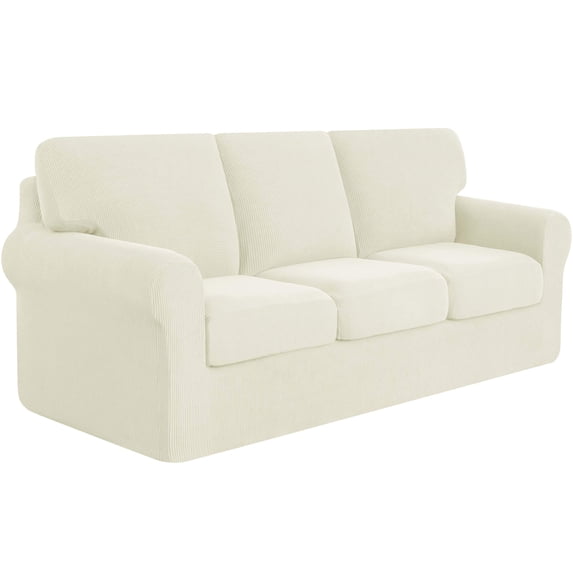 Subrtex Sofa Slipcover Sets 7 Pieces Stretch Couch Cover Backrest Cushion Covers (Sofa, Ivory)