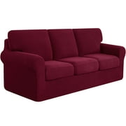 Subrtex Sofa Slipcover Sets 7 Pieces Stretch Couch Cover Backrest Cushion Covers (Sofa, Wine)