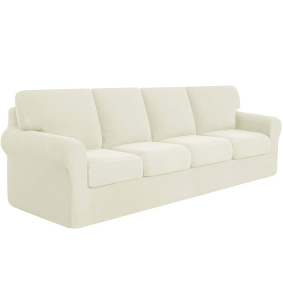 Subrtex Sofa Slipcover Sets 9 Pieces Stretch Couch Cover Backrest Cushion Covers (Oversized Sofa, Ivory)