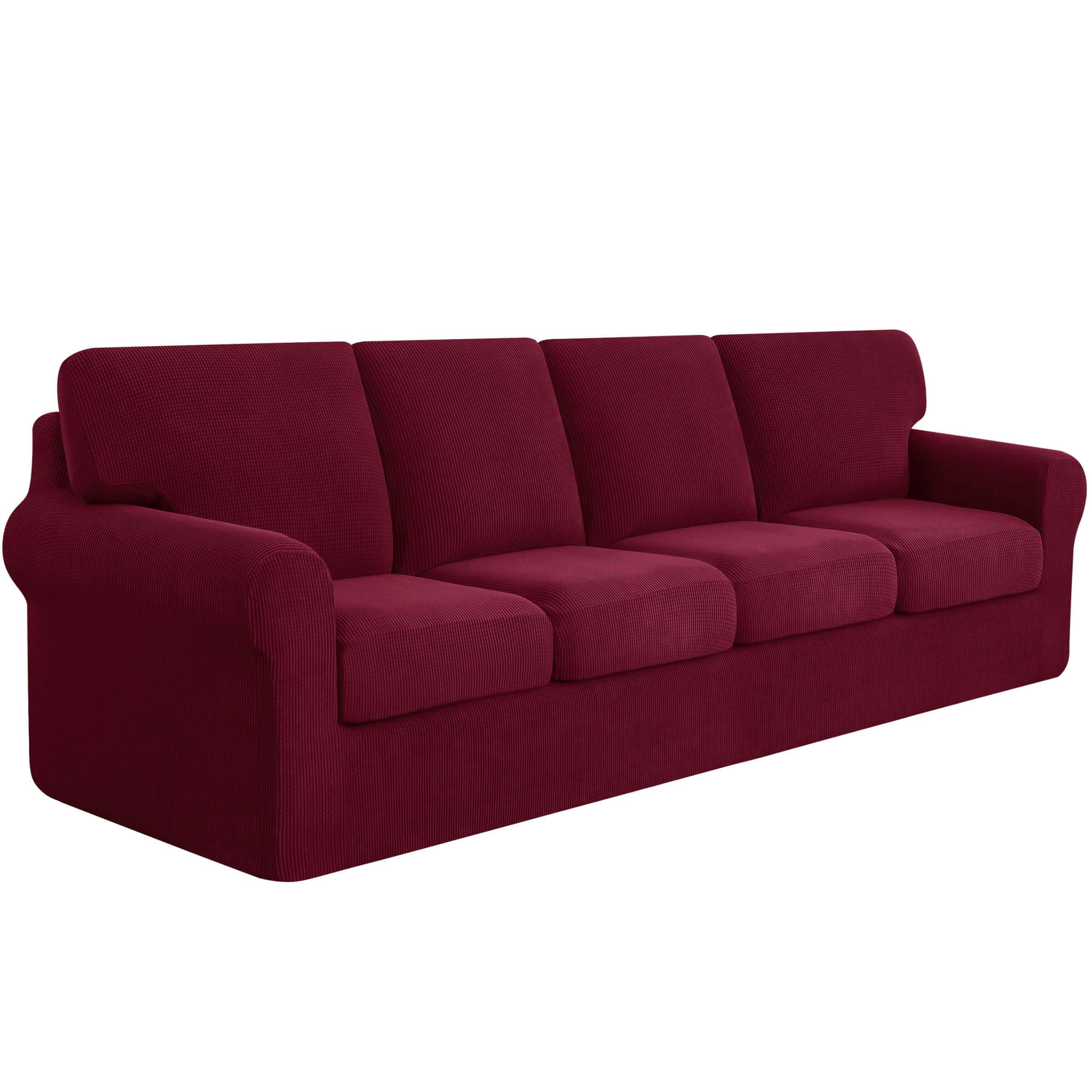Subrtex Sofa Slipcover Sets 9 Pieces Stretch Couch Cover Backrest Cushion Covers (Oversized Sofa, Wine)