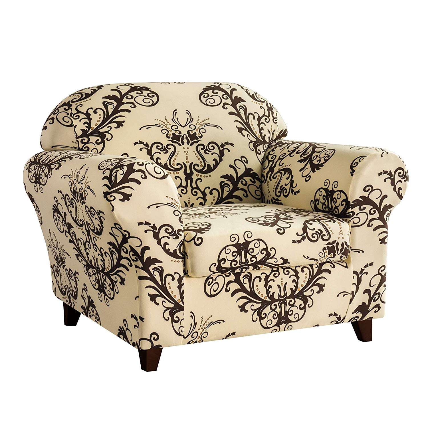 Subrtex Sofa Slipcovers Stretch Couch Covers 2-Piece Spandex Printed Furniture Protector Home Decor (Coffee, Chair)