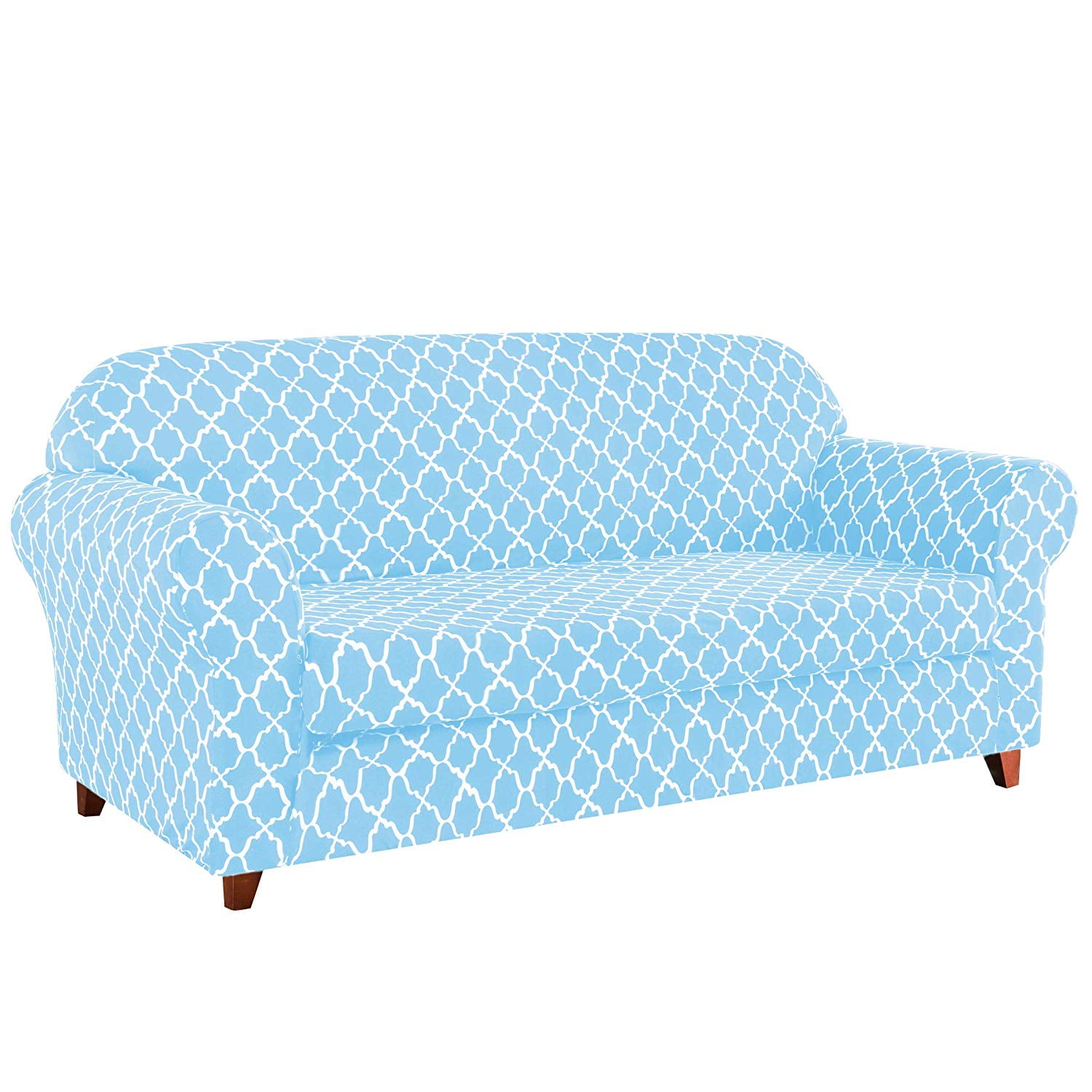Subrtex Sofa Slipcovers Stretch Couch Protector Covers 2-Piece Spandex Printing Furniture Cover Home Decor (Loveseat,Blue)