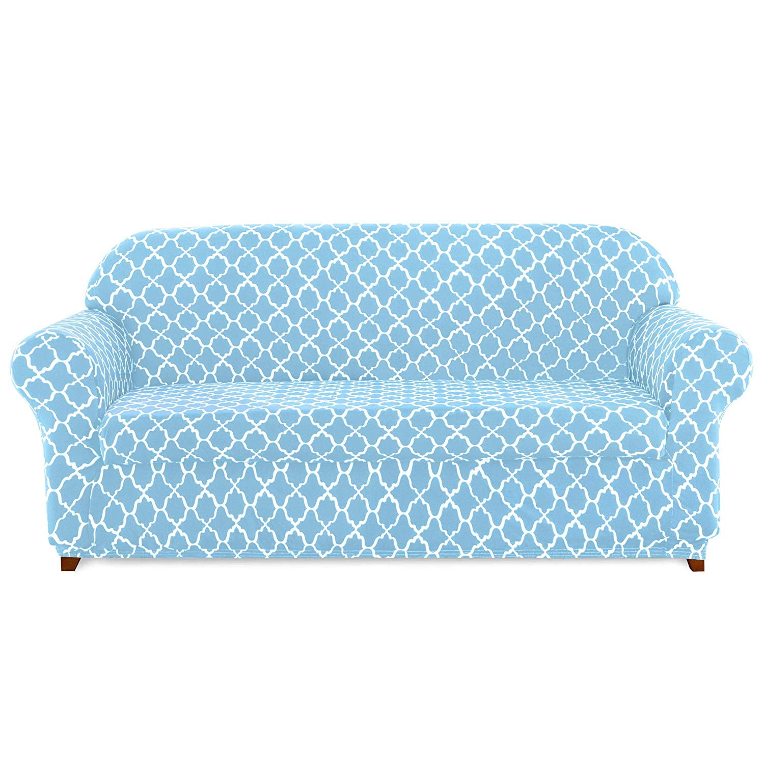 Subrtex Sofa Slipcovers Stretch Couch Protector Covers 2-Piece Spandex Printing Furniture Cover Home Decor(Sofa,Blue)