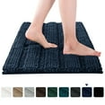 thumbnail image 1 of Subrtex Soft 1-piece Luxury Chenille Striped Bathroom Rug, Navy, 20" x 32", Medium, 1 of 7