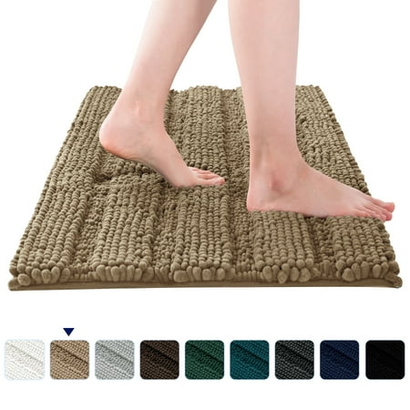 Subrtex Soft 1-piece Luxury Chenille Striped Bathroom Rug, Sand, 24" x 60", X-Large