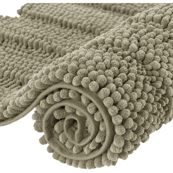 Subrtex Soft 1-piece Luxury Chenille Striped Bathroom Rug (Taupe Brown,16" x 24")