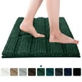 thumbnail image 1 of Subrtex Soft 2-piece Luxury Chenille Striped Bathroom Rug, Green, (16" x 24"+ 20" x 32"), S+M Combination, 1 of 7