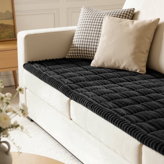 Subrtex Soft Couch Cover for Dogs, Washable Pet Friendly Couch Covers , Non Slip and Thick Sofa Slipcover, Furniture Protector Mat Blanket for Pets(28x71,Black)