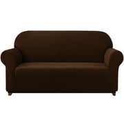 Subrtex Solid Print Polyester Loveseat Slipcover, Chocolate