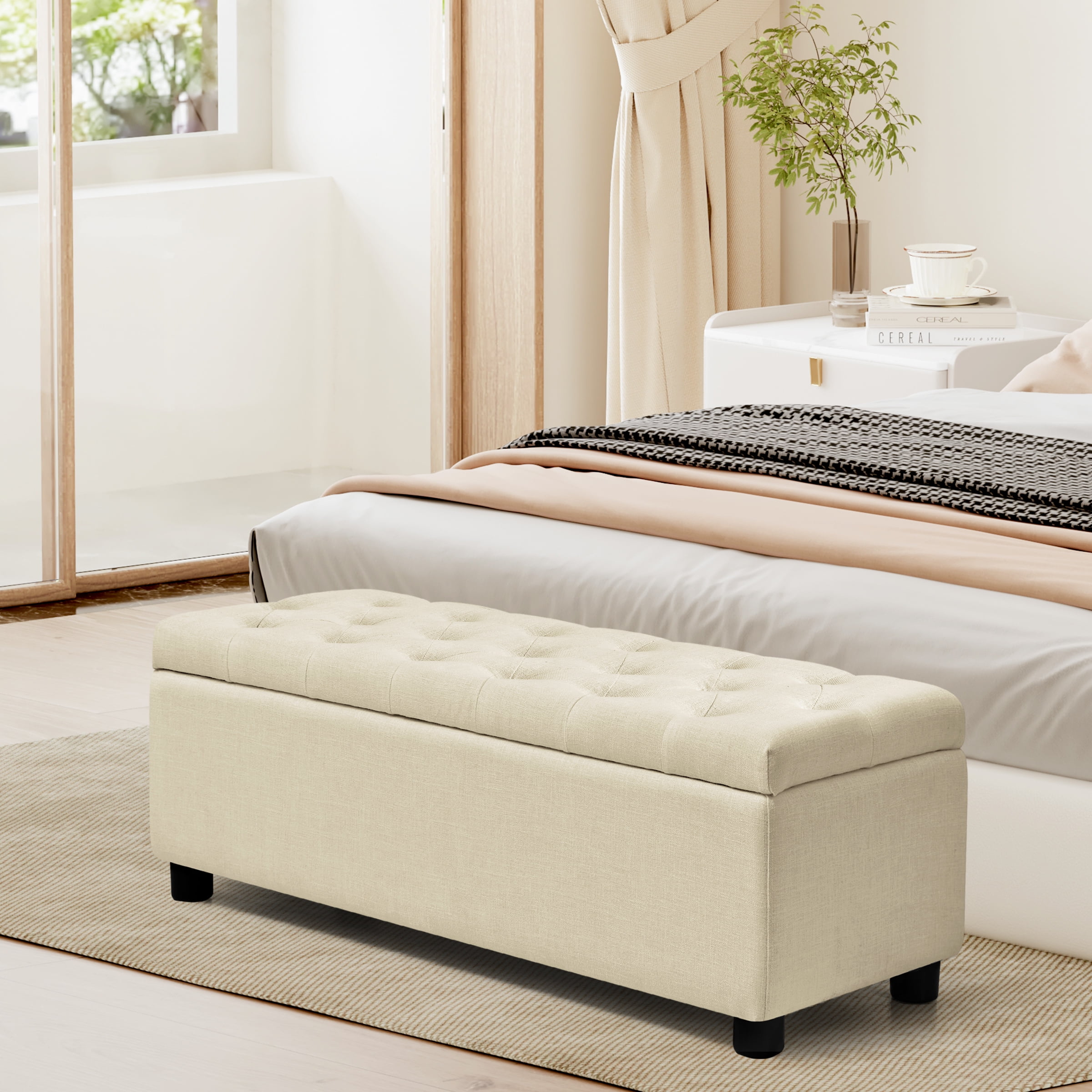 Subrtex Storage Ottoman Bench with Sturdy Plastic Legs with Subrtex Storage Ottoman Bench with Sturdy Plastic Legs with