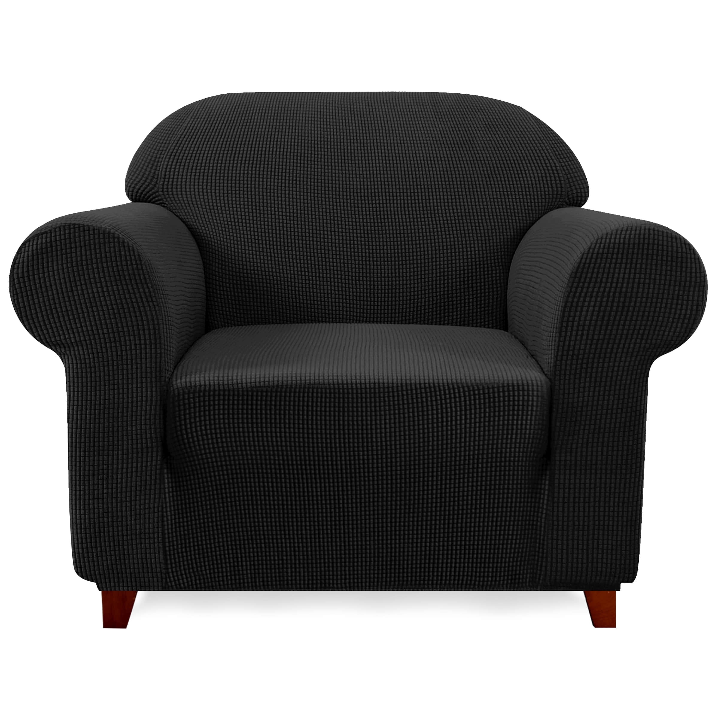 Subrtex Stretch 1-Piece Textured Grid Armchair Slipcover, Black